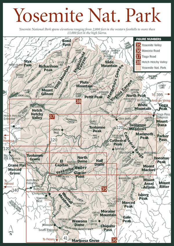 yosemite national park map. Yosemite National Park Map