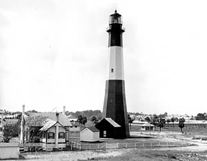 The Tybee Island lighthouse has changed since this early photograph. Plans to restore the lighthouse are underway. Photo courtesy of the Tybee Island Historical Society.