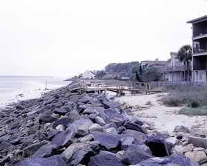 In 1963-1964, the "Johnson rocks," named for President Lyndon Johnson, were used to armor the St. Simons beach. Today, people have developed on top of the rocks. Photo by Richard T. Bryant. Email richard_t_bryant@mindspring.com.