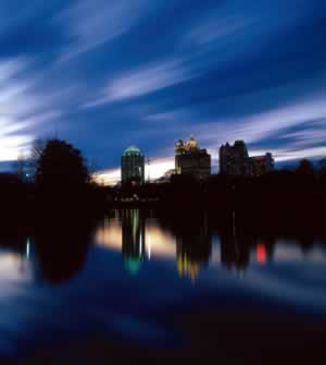 Midtown Atlanta's dramatic skyline overlooks the peacefulness of Piedmont Park. Photo by Richard T. Bryant. Email richard_t_bryant@mindspring.com.