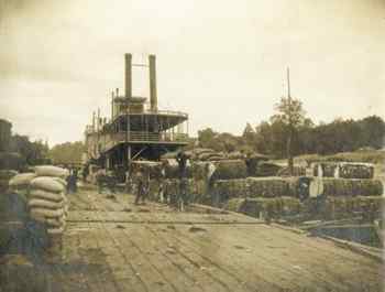 Loading cotton at the Columbus dock.