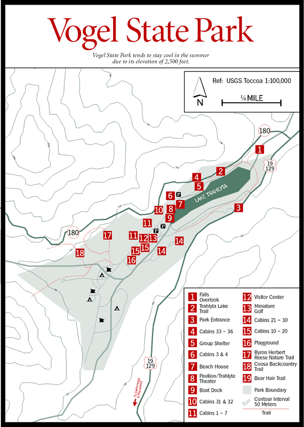 Vogel State Park Trail Map Sherpa Guides | Georgia | Mountains | Vogel State Park