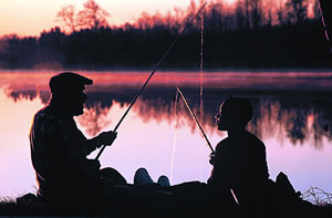 Twenty-nine ponds at the wildlife center offer numerous quiet spots for fishing.  Photo by Richard T. Bryant.  Email: richard_T_Bryant@mindspring.com