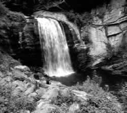 North Carolina mountains are part of the Blue Ridge province of the eastern United States. Because of the Blue Ridge province’s topography, there are many beautiful waterfalls to enjoy. This is Looking Glass Falls near Brevard, North Carolina. 